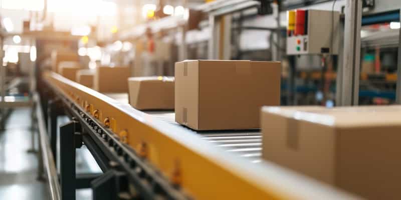 Automated high-speed conveyor package handling materials Vertex-Automation