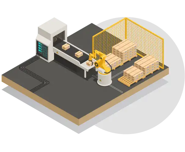 End of line-packaging pallet handling automation Vertex